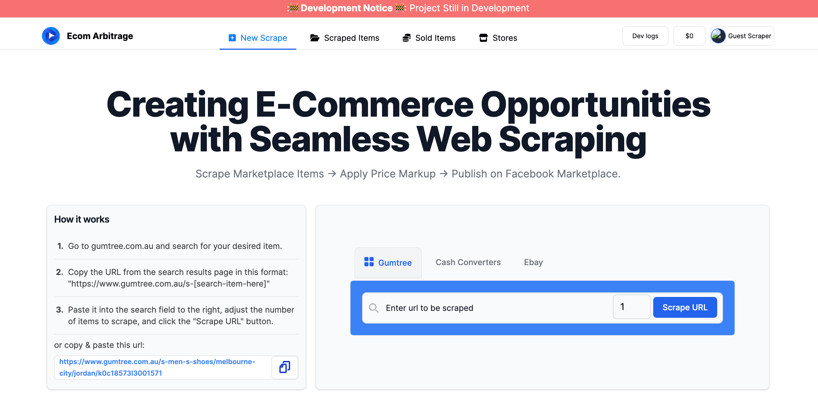 Ecommerce Web Scraper [Still In Development]